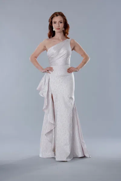 Stella Couture 25311 Long Fitted Ruffle Slit Formal Evening Dress In Pink