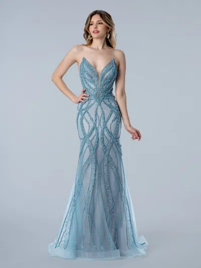 Stella Couture 26114 Beaded Long Formal Prom Dress In Red