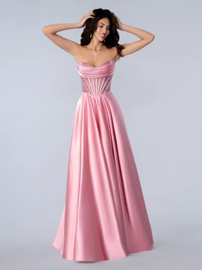 Stella Couture 26137 Long Formal A Line Prom Dress In Pink