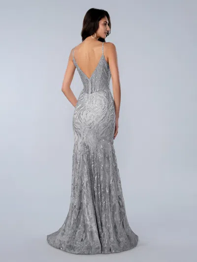 Stella Couture 26141 Sequin Long Formal Prom Dress In Gray