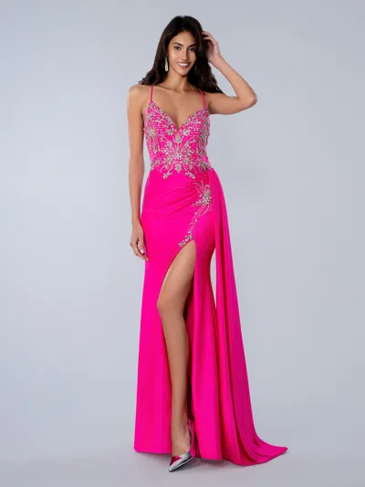 Stella Couture 26143 Evening Long Formal Slit Prom Dress In Pink