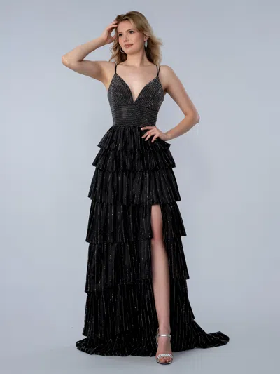 Stella Couture 26167 Long Formal Slit Prom Dress In Yellow