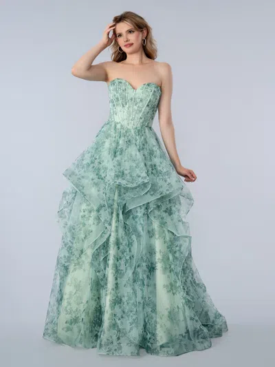 Stella Couture 26197 Corset A Line Long Formal Prom Dress In Multi