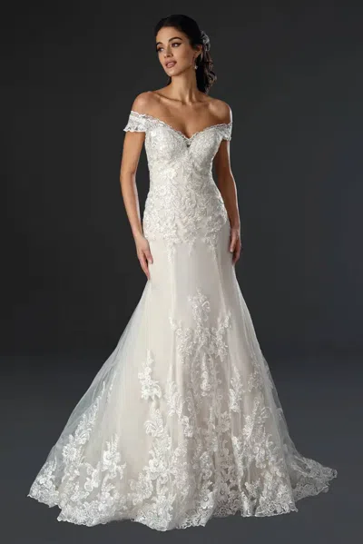 Stella Couture Fit And Flare Wedding Dress In Off White