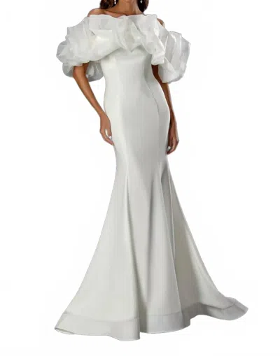 Stella Couture Fit And Flare Wedding Dress In Off White In Burgundy