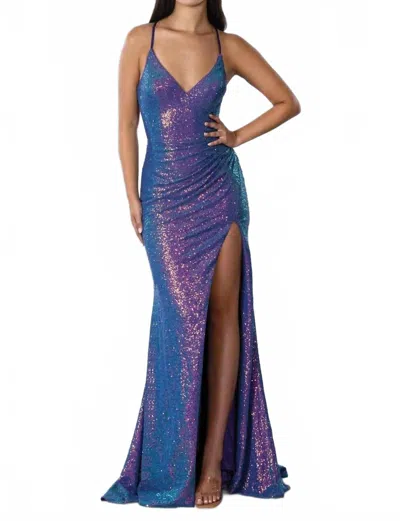Stella Couture Long Sexy Sparkling Evening Gown In Purple