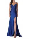 Stella Couture Long Spaghetti Strap Prom Dress In Royal In Blue