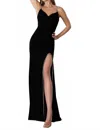 Stella Couture Spaghetti Strap Sexy Long Dress In Black In Multi