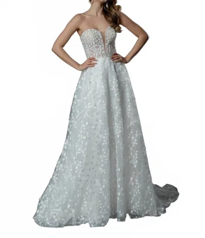 Stella Couture Strapless Wedding Dress With Detachable Sleeve In Ivory In White