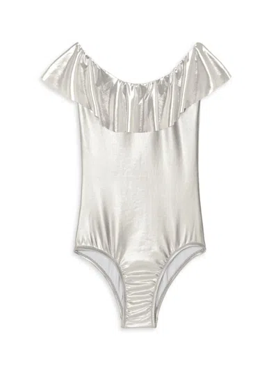 Stella Cove Little Girl's & Girl's Metallic One-piece Swimsuit In Silver