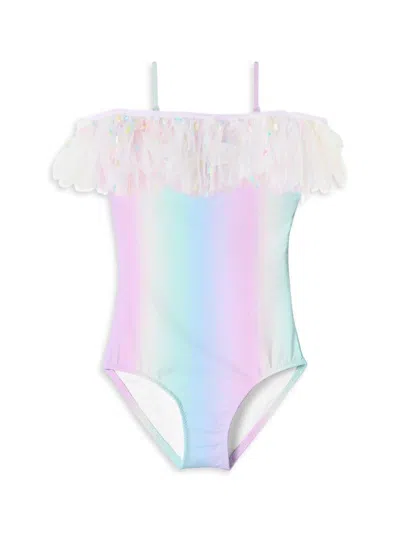 Stella Cove Little Girl's & Girl's Rainbow One-piece Swimsuit In Neutral