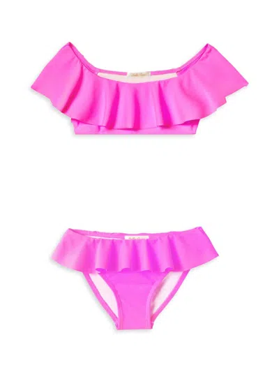 Stella Cove Kids' Little Girl's & Girl's Ruffle Bikini Set In Neon Pink