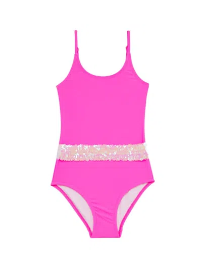 Stella Cove Little Girl's & Girl's Sequin-embellished One-piece Swimsuit In Neon Pink