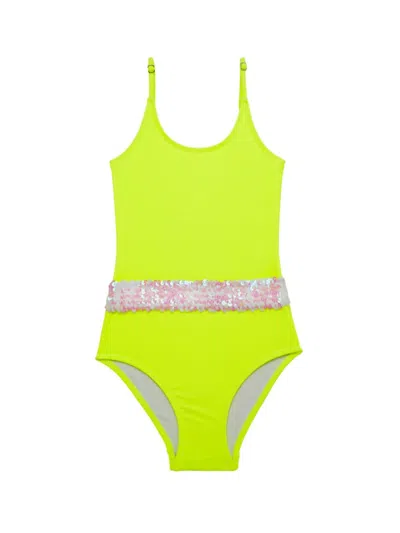Stella Cove Little Girl's & Girl's Sequin-embellished One-piece Swimsuit In Neon Yellow