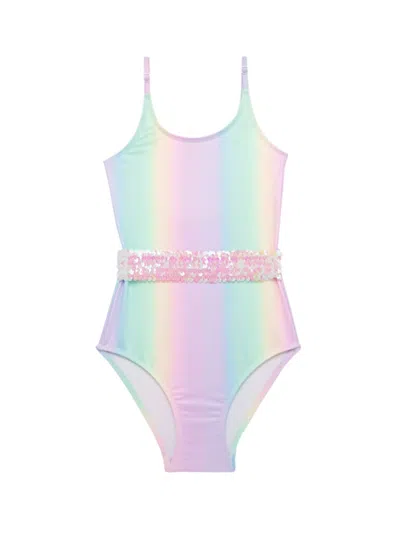 Stella Cove Little Girl's Embellished Rainbow One-piece Swimsuit In Neutral