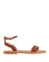 Stella D'otranto Woman Sandals Tan Size 8 Leather In Brown