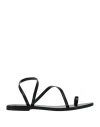 Stella D'otranto Woman Thong Sandal Black Size 7 Textile Fibers In Black