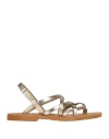 Stella D'otranto Woman Thong Sandal Platinum Size 8 Leather In Gray