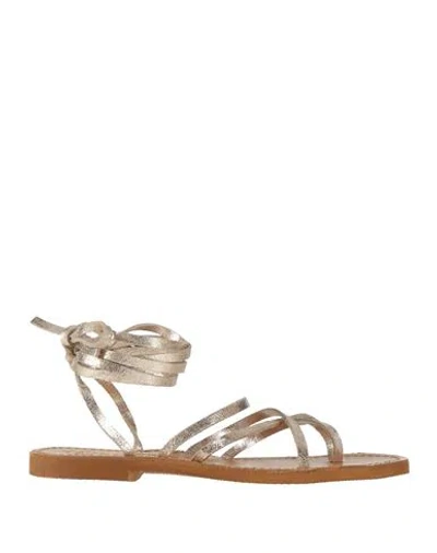 Stella D'otranto Woman Thong Sandal Platinum Size 8 Leather In Gray