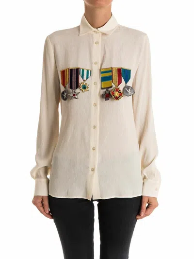 Stella Jean Silk Blend Shirt In Blanco