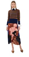 Stella Jean Collared Midi Dress Multi In Multi