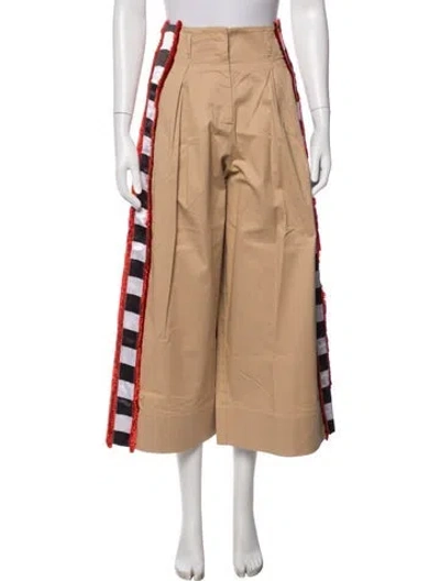 Pre-owned Stella Jean Colorblock Pattern Wide Leg Pants In Brown