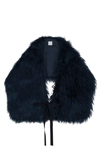 Stella Jean Faux Fur Scarf In Blue