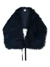 Stella Jean Faux-fur Tie Scarf In Blue