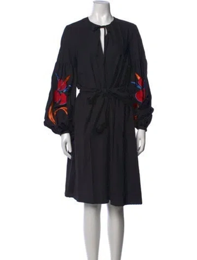 Pre-owned Stella Jean Floral Print Knee-length Dress In Black