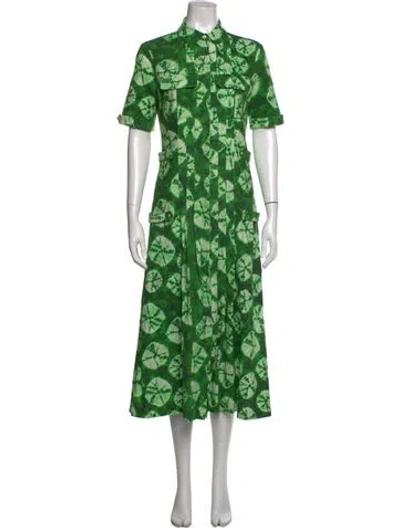 Pre-owned Stella Jean Floral Print Long Dress In Green