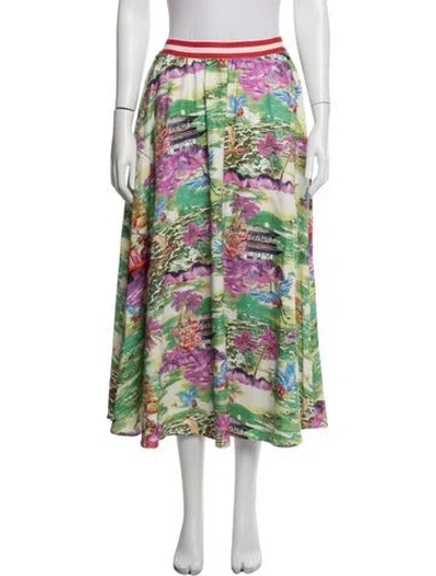 Pre-owned Stella Jean Floral Print Midi Length Skirt In Green
