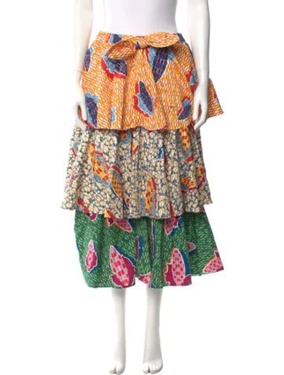 Pre-owned Stella Jean Floral Print Midi Length Skirt In Multi