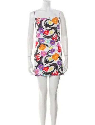 Pre-owned Stella Jean Floral Print Mini Dress In Neutrals