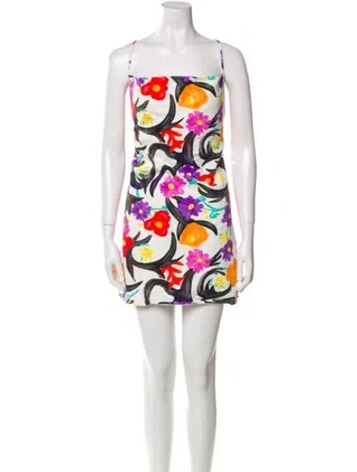 Pre-owned Stella Jean Floral Print Mini Dress W/ Tags In White