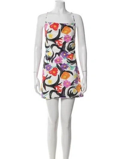Pre-owned Stella Jean Floral Print Mini Dress W/ Tags In White