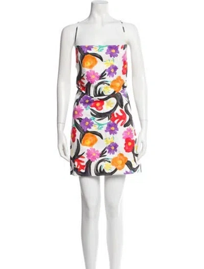 Pre-owned Stella Jean Floral Print Mini Dress In White