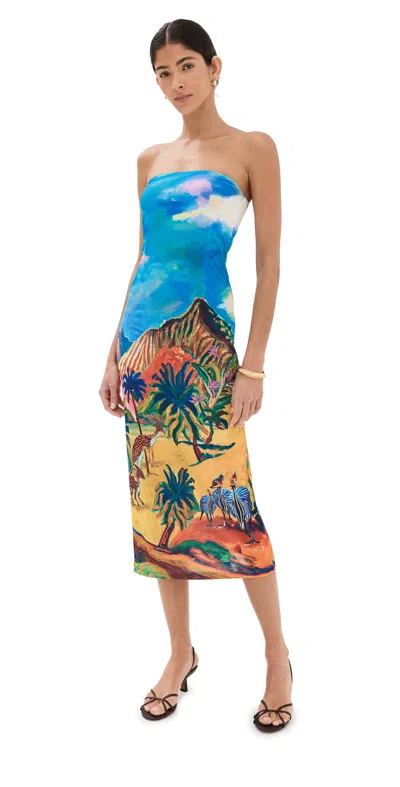 Stella Jean Longuette Dress Dinosaurs Print