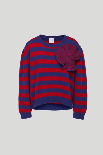 Stella Jean Maglione A Righe Blu E Rosse Con Dettaglio In Multicolore