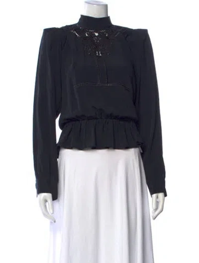 Pre-owned Stella Jean Mock Neck Long Sleeve Blouse In Blue