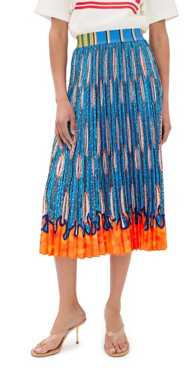 Stella Jean Papaya Pleated Skirt Papaya 03 In Multi