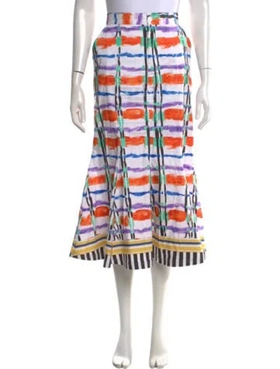 Pre-owned Stella Jean Patterned Midi Length Skirt In White