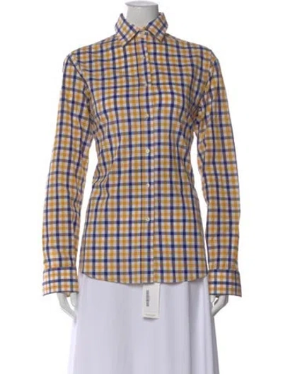 Pre-owned Stella Jean Plaid Print Long Sleeve Blouse In Multi