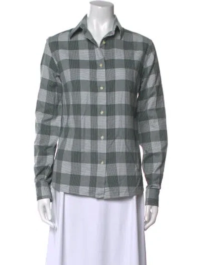 Pre-owned Stella Jean Plaid Print Long Sleeve Button-up Top In Blue