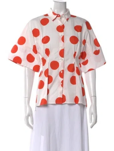 Pre-owned Stella Jean Polka Dot Print Short Sleeve Blouse In Multi