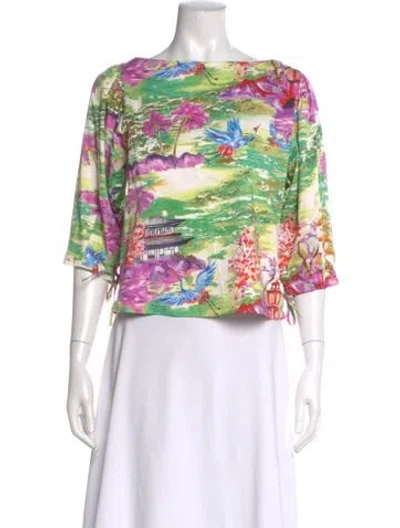 Pre-owned Stella Jean Printed Bateau Neckline Top In Green