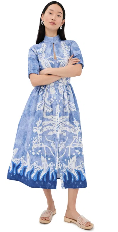Stella Jean Printed Dress Blue Palm In Multi