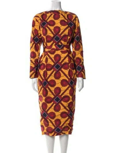Pre-owned Stella Jean Printed Knee-length Dress In Red