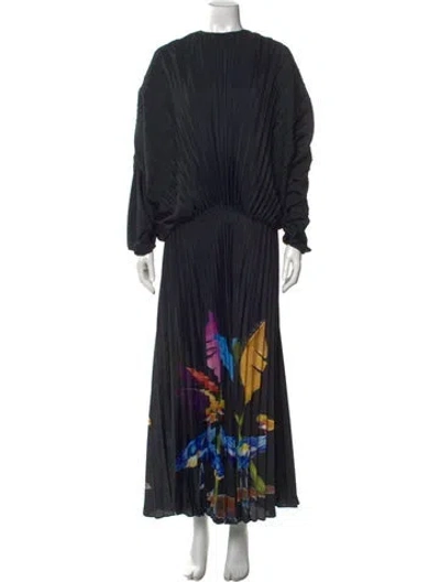Pre-owned Stella Jean Printed Long Dress In Black
