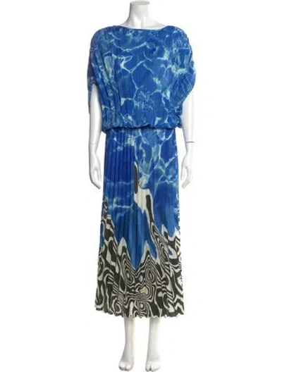 Pre-owned Stella Jean Printed Long Dress In Blue