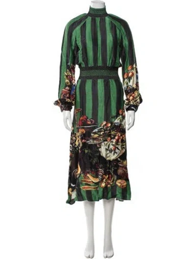 Pre-owned Stella Jean Printed Long Dress In Green